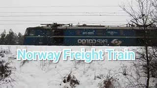Norway Freight Train Passing in Snowfall #PKP_Cargo