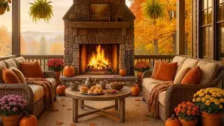 Relaxing Jazz by the Fireplace 🍁 Cozy Autumn Cabin Ambience