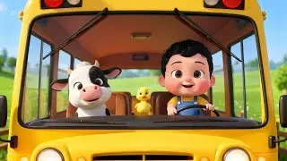 Wheels on the bus | Farm bus version for kids | 3D nursery rhymes & kids songs