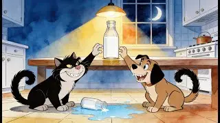 The Midnight Milk Heist II Dog and cat Funny #catdog #catdogfunny    #funnyvideos