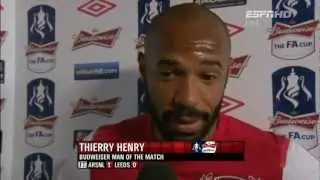 Thierry Henry gives an emotional interview - Arsenal vs Leeds 9.1.2012