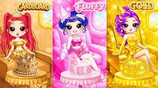 Rumi, Zoey & Mira Glow Up in Cardboard, Golden & Fluffy BIRTHDAY Fashion | DIY Fashion Paper Dolls