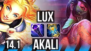 LUX vs AKALI (MID) | Rank 5 Lux | TR Master | 14.1