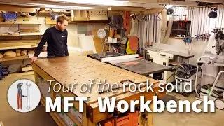 Rock Solid Adjustable Workbench: Features and Usage. MFT style workbench with adjustable legs