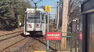 SEPTA: 69th Street Transportation Ctr Bound Kawasaki LRV Route 101 Trolley departing Drexel Hill Jct