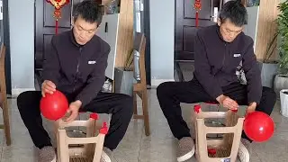A Balloon Can Keep Your Stool From Scratching The Floor#Funny#Funnycouple#Rurallife#Prank