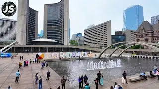Downtown Toronto Gloomy Sunday | City Hall & Eaton Centre Walk (June 2024)