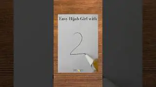 Hijab Girl drawing with Number 2 | #hijab #hijabgirl