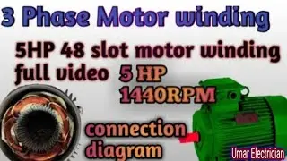 Three phase motor winding | 5HP 48 slot 1440 rpm motor winding ...