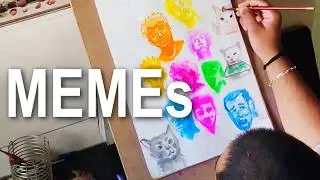 Watercolor practice - emotions and Meme cats