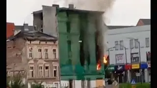 Pożar w przedwojennej kamienicy w Stargardzie