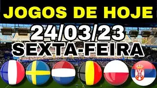 JOGOS DE HOJE | ELIMINAT&Oacute;RIAS DA EUROCOPA 2024 | (24/03/23)