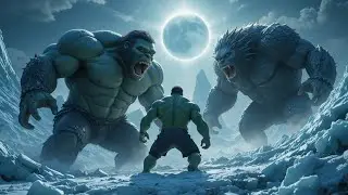 Hulk vs King Kong vs Ice Wolf &ndash; Epic Battle on Ice Mountains Under Eclipse | 3D Animation