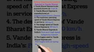 vande Bharat train questions and answer for Ldce & Gdce Exam @KalyanRailway #railway #shorts #je