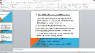 Enzyme  Effect of metal ion  1 4T  DPharm