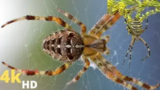 Watch different species of spider webs and catch prey via 4K natural HD. (beautiful spider)