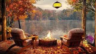 Forest Ambience on Spring Terrace by the Lake with Cozy Campfire & Relaxing Birdsong