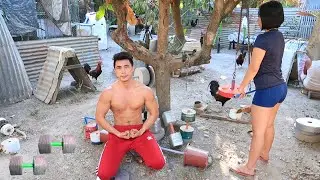Тренировка бицепса в спортзале My Village