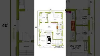 30x40 house plan | 30x40 house plan with car parking | 30x40 north facing house plans