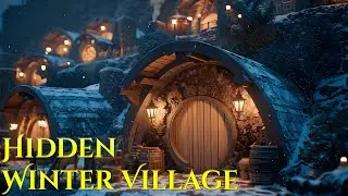 Hidden Winter Village at Night ❄️ Medieval Fantasy Ambience for Deep Sleep (1 Hour)