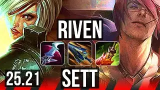 RIVEN vs SETT (TOP) | 6 solo kills, 9/2/1 | EUW Master | 25.21