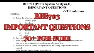 Power System Analysis-II, Super important questions, BEE703, 22 scheme, 7th sem, EEE Stream