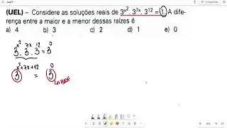 (UEL) - Considere as soluções reais de 3^x^2.3^2x.3^12 = 1. A dieferença entre o maior e menor dessa