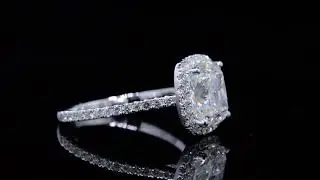 Natural Cushion Cut with Round Cut Halo Diamond Engagement Ring - c744