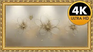Elegant Minimal Gold Floral Art in Classic Frame | Luxury Ambient TV Art 4K