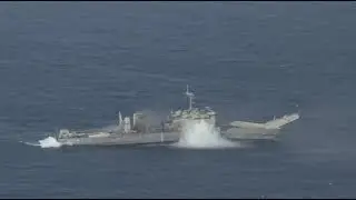 Sinkex: Air, Land, Sea Strikes Sink Decommissioned Ex-USS Racine during RIMPAC
