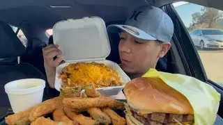 Double Cheese Burger + Chili Cheese fries + and Zucchinis mukbang