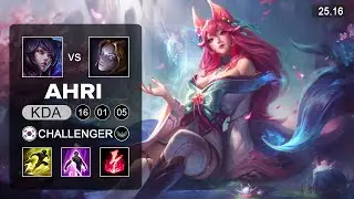 Ahri vs Orianna Mid - KR Challenger - Patch 25.16 Season 15