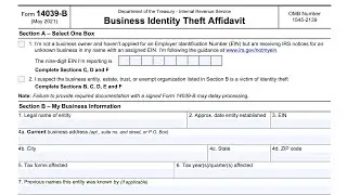 IRS Form 14039-B walkthrough (Business Identity Theft Affidavit)