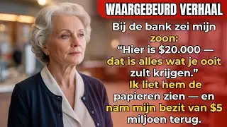 Bij de bank zei mijn zoon: “Hier is $20.000 — Dat is alles wat je ooit krijgt.” Ik toonde de papiere