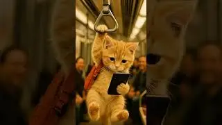 Subway Spin Kitty | AI Animated Orange Cat with Backpack | Viral Loop #cat #aivideo #shorts