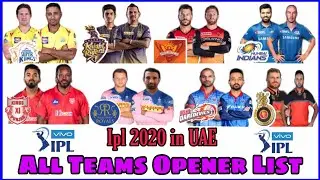 Ipl 2020 in UAE All Teams Openers List. ipl 2020 all teams openers list. Csk,kkr, RR,DC,Kxip,Mi,SRH,