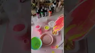 DIY Marmorier Versuche mit dem Bastelmaterial Jesin & den tollen Fl&uuml;ssigfarben in knallbuntem Neon