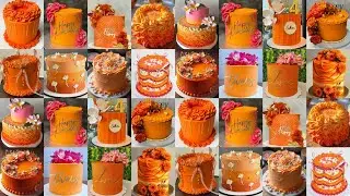 🧡Simple Cake Design/Cake Designs For Beginners/Orange Colour Cake Design/Orange Cake/Birthday Cake
