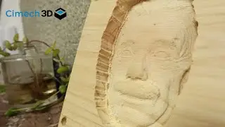 CNC Router LD corte madera, Grabado de rostro Albert Einstein - Cimech