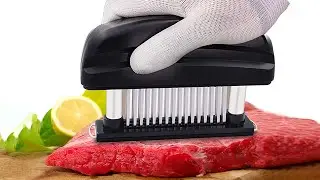 Meat loosener,48-pin stainless steel tenderloin meat tenderizer tongs