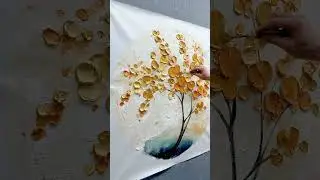 Golden Tree of Life Round Art &ndash; Ginkgo-Inspired Painting with 3D Texture Oil Painting Canvas