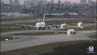 BELÍSSIMO POUSO EMIRATES A380 MOVIMENTO FANTÁSTICO E DECOLAGENS NO AEROPORTO DE GUARULHOS  ( SP )