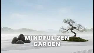 Peaceful Zen Garden with Raked Sand and Stone Islands