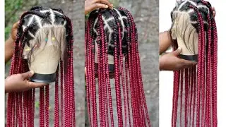 how to: knotless box braided wig with fullace tutorial/singlebraids #braidedwig #singlebraids #diy
