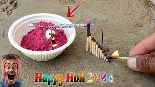 Colours Bullet Blast crackers fireworks test 💥🤯 #holi #patakhaexperiment 😱  #bulletbomb #2024