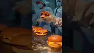 #USA Inside a massive burger factory 🍔Thousands of burgers made every hour.Would you eat this?
