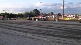 Maroon Peterbilt pulling at Big Butler Fair 7/3/14