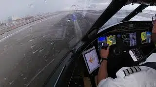 Global 6000 Landing Las Vegas, USA (KLAS) in heavy rain