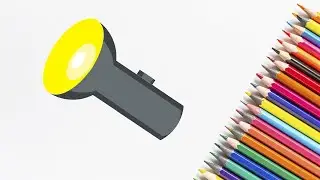 Torch 🔦 Drawing, Painting and Coloring for kids and toddlers| Draw torch #torch #flashlight #drawing