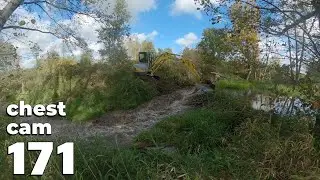 Beaver Dam Removal With Excavator No.171 - Chest Cam
